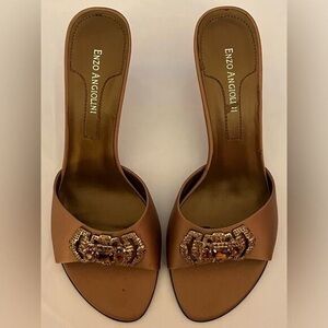 Enzo Angiolini Tan Embellished Heels